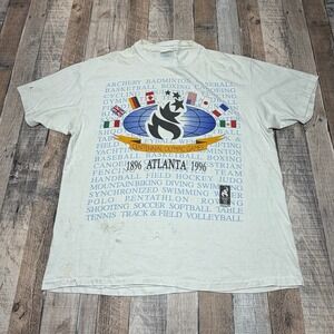 Vintage 1996 Atlanta Olympics Centennial White Shirt Single Stitch Men's XL